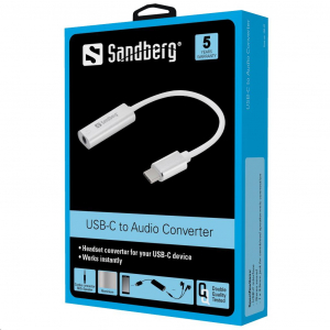 Sandberg USB-C külső hangkártya 1x 3,5 mm jack (136-27)